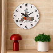 Cartoon Hond Verward Rond Pool Met Leash Grote Klok