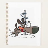 Cartoon Hond Verward Rond Pool Met Leash Planner (Voorkant)