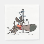 Cartoon Hond Verward Rond Pool Met Leash Servet (Voorkant)
