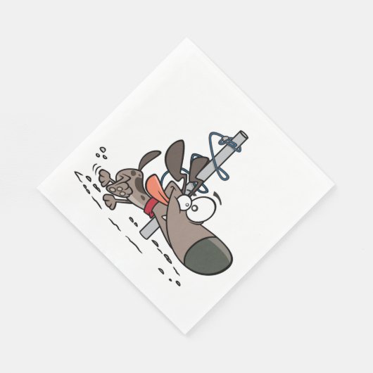 Cartoon Hond Verward Rond Pool Met Leash Servet (Hoek)