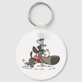 Cartoon Hond Verward Rond Pool Met Leash Sleutelhanger (Achterkant)