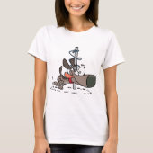 Cartoon Hond Verward Rond Pool Met Leash T-shirt (Voorkant)