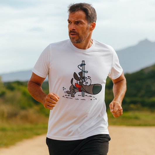 Cartoon Hond Verward Rond Pool Met Leash T-shirt