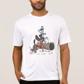 Cartoon Hond Verward Rond Pool Met Leash T-shirt (Voorkant)