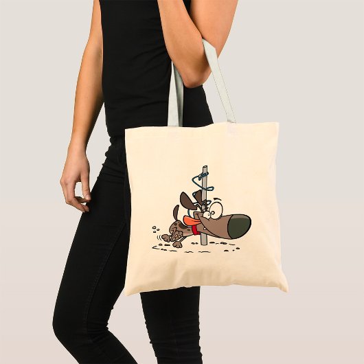 Cartoon Hond Verward Rond Pool Met Leash Tote Bag