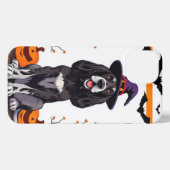 Cartoon hond zit trots iPhone hoesje (Achterkant horizontaal)