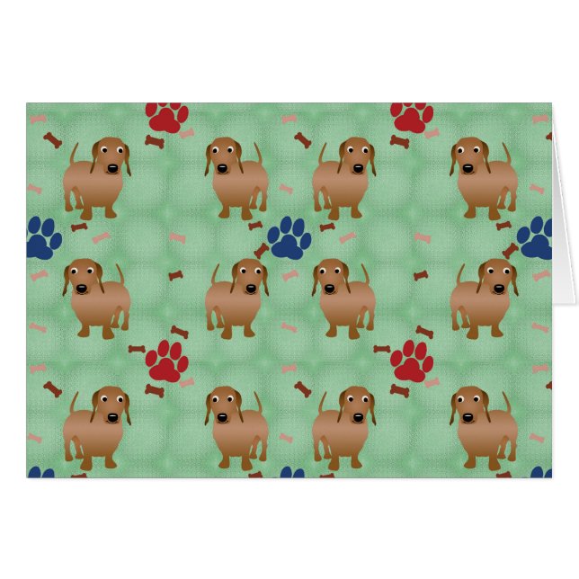 Cartoon Honden - Dachsund Red Tiled v1 (Voorkant Horizontaal)