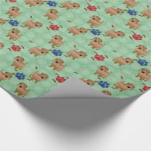 Cartoon Honden - Dachsund Red Tiled v1 Cadeaupapier (Hoek)