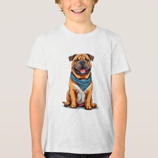 🐶 Cartoon Honden Kinderkleren 🐶 Tri-Blend Shirt (Voorkant)