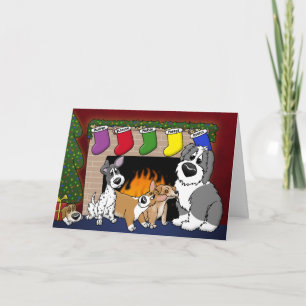Cartoon Hondenliefhebber Familie Kerst Kaart
