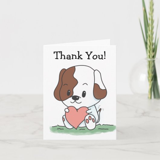 Cartoon-hondje met een hart bedankt (Voorkant)