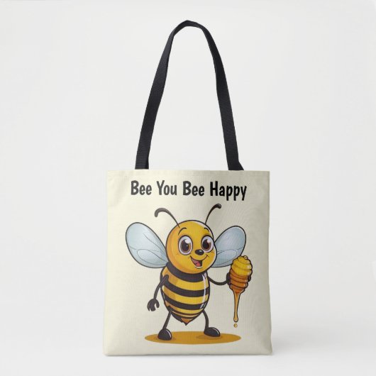 Cartoon Honey Bee gepersonaliseerd Tote Bag (Voorkant)