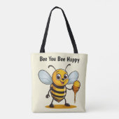 Cartoon Honey Bee gepersonaliseerd Tote Bag (Achterkant)