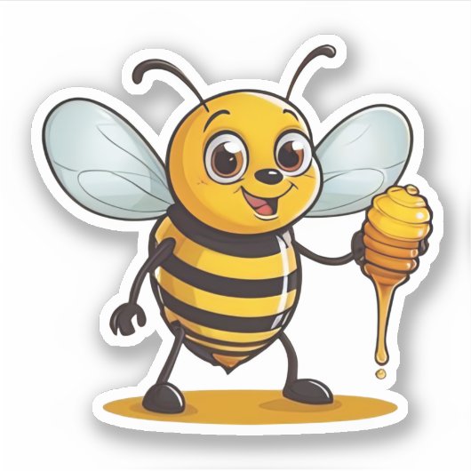 Cartoon Honey Bee Sticker (Voorkant)