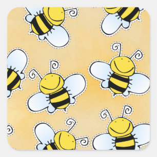 Cartoon Honing Bijen Eenvoudig Vierkante Sticker