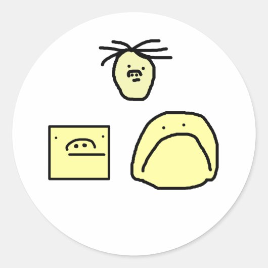 cartoon hoofd ronde sticker (Voorkant)
