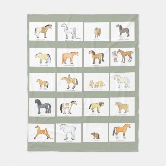 Cartoon Horse Briet Fleece Blanket (Voorkant)