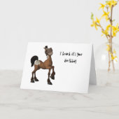 Cartoon Horse - Ik hoorde dat het je verjaardag Ka Kaart (Gele Bloem)