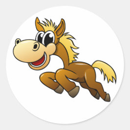 Cartoon Horse Ronde Sticker