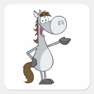 Cartoon Horse Vierkante Sticker