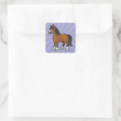 Cartoon Horse Vierkante Sticker (Tas)