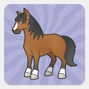 Cartoon Horse Vierkante Sticker