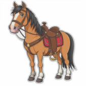 Cartoon Horse With Saddle and Reins Sticker (Voorkant)