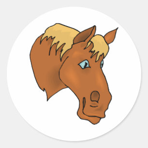 Cartoon Horsehead Ronde Sticker