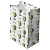 Cartoon Hot Air ballon neutraal Baby shower Medium Cadeauzakje (Voorkant Gekanteld)