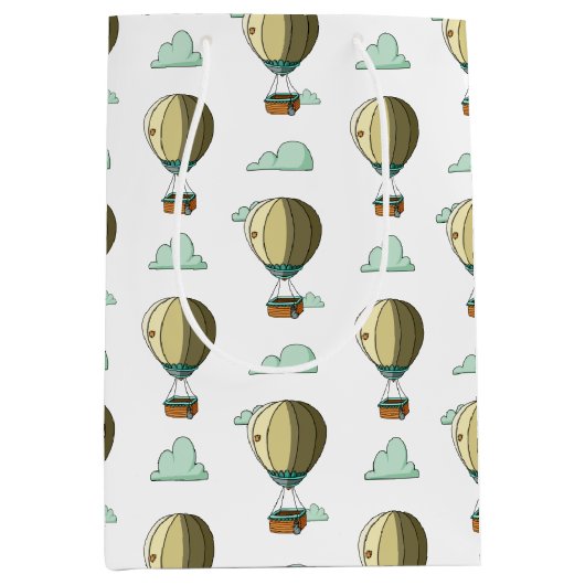 Cartoon Hot Air ballon neutraal Baby shower Medium Cadeauzakje (Voorkant)