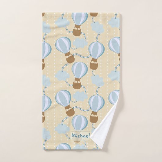 Cartoon Hot Air-ballonnen en Clouds Kinder-patroon Bad Handdoek (Handdoek)