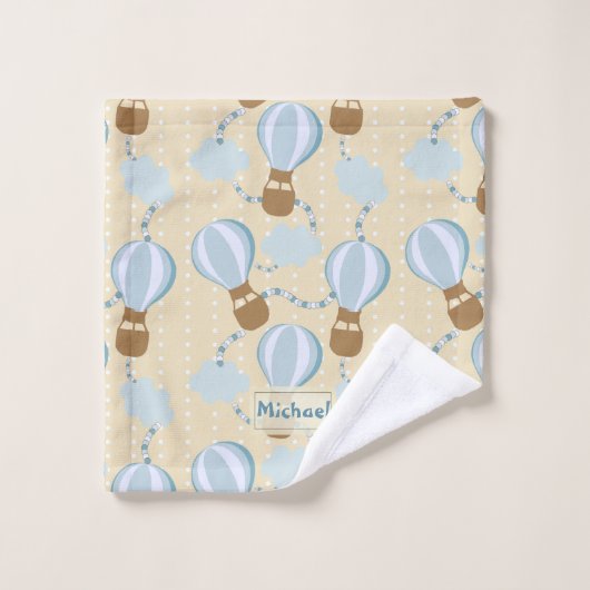 Cartoon Hot Air-ballonnen en Clouds Kinder-patroon Bad Handdoek (Wasdoekje)