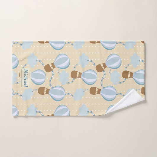 Cartoon Hot Air-ballonnen en Clouds Kinder-patroon Bad Handdoek (Handdoek)
