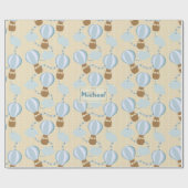 Cartoon Hot Air-ballonnen en Clouds Kinder-patroon Cadeaupapier (Vlak)