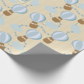 Cartoon Hot Air-ballonnen en Clouds Kinder-patroon Cadeaupapier (Hoek)