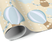 Cartoon Hot Air-ballonnen en Clouds Kinder-patroon Cadeaupapier (Rol Hoek)