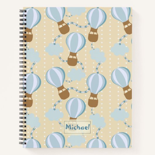 Cartoon Hot Air-ballonnen en Clouds Kinder-patroon Notitieboek (Voorkant)