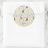 Cartoon Hot Air-ballonnen en Clouds Kinder-patroon Ronde Sticker (Tas)