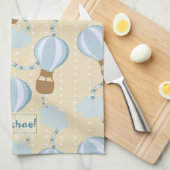 Cartoon Hot Air-ballonnen en Clouds Kinder-patroon Theedoek (Quarter Fold)