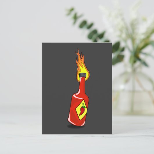 Cartoon Hot Sauce Briefkaart (Staand voorkant)