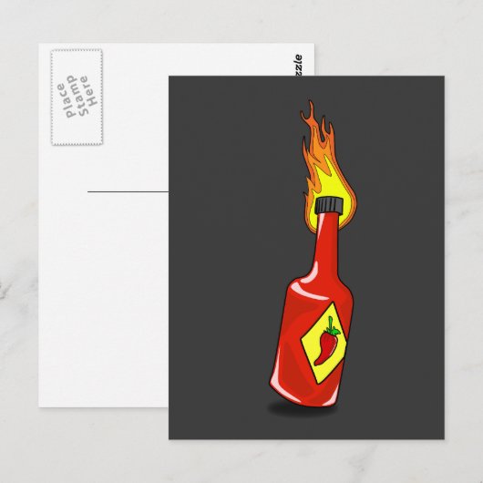 Cartoon Hot Sauce Briefkaart (Voorkant / Achterkant)