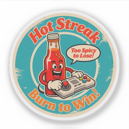 Cartoon Hot Sauce Fles met Controller Gamer Sticker (Voorkant)