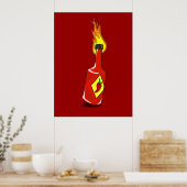 Cartoon Hot Sauce Print (Keuken)