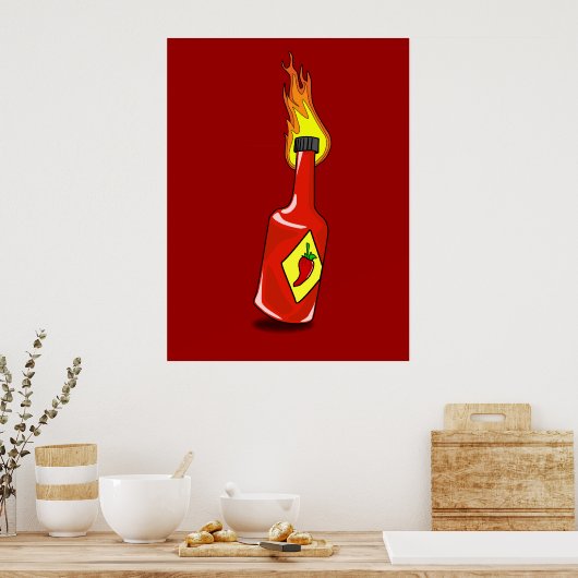 Cartoon Hot Sauce Print (Keuken)