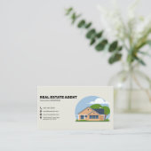 Cartoon House & Icons - Makelaar Visitekaartje (Staand voorkant)