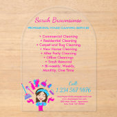 Cartoon House Keeper Maid Janitorial Acryl Uitnodigingen (Voorkant)