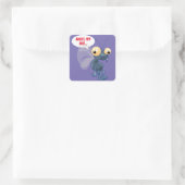 Cartoon Housefly Vierkante Sticker (Tas)