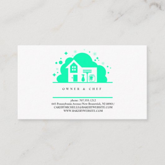 Cartoon huis Maid Cleaning Services blauw Visitekaartje (Voorkant)