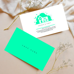 Cartoon huis Maid Cleaning Services blauw Visitekaartje