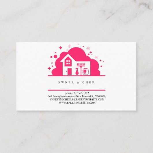 Cartoon huis Maid Cleaning Services roze Visitekaartje (Voorkant)